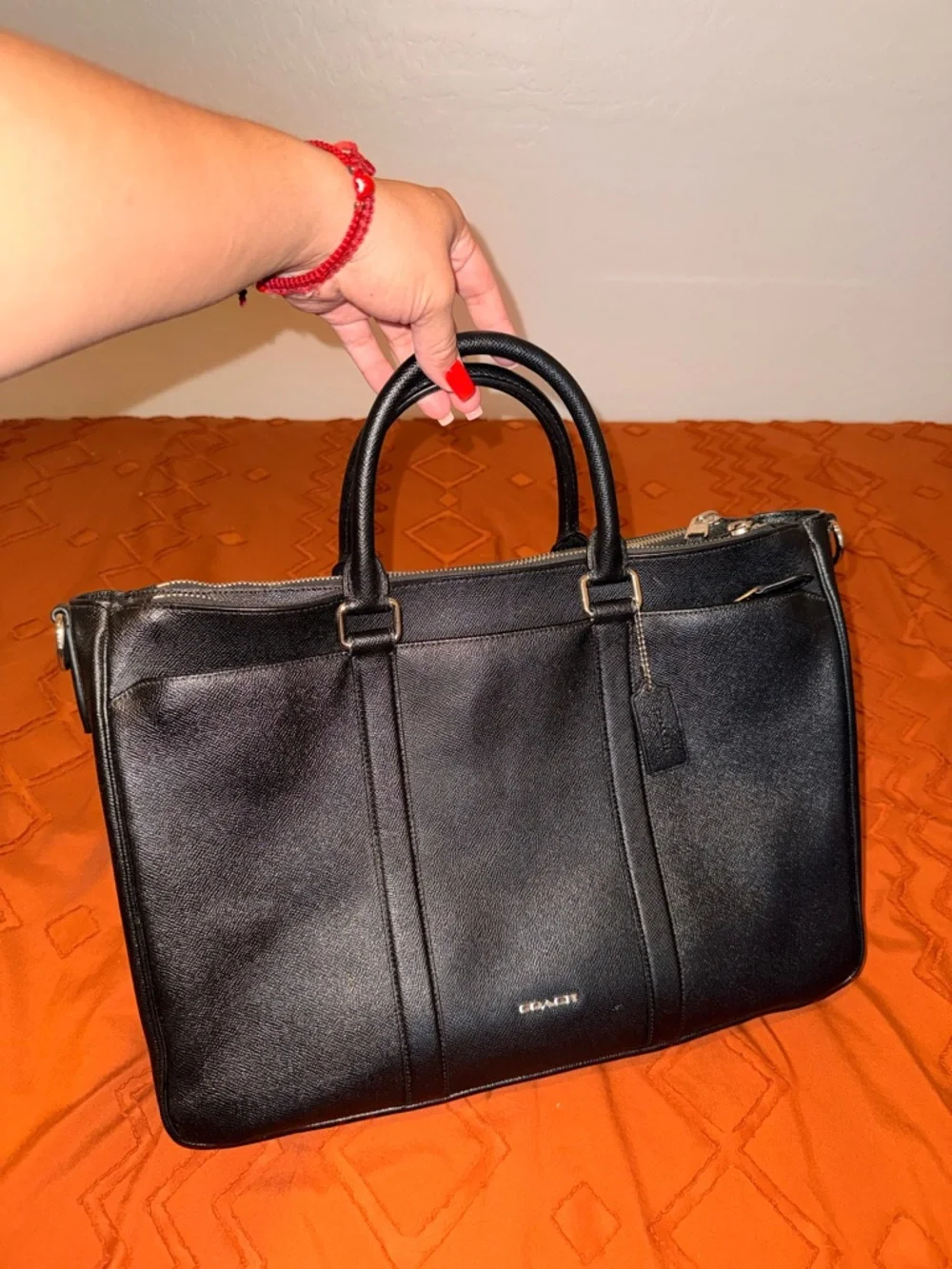 Coach Leather Briefcase Laptop Bag F59141 Black Razor Metropolitan
